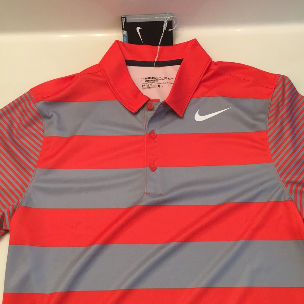 Men’s NiKE Striped Golf Polo Shirt Top - Picture 6 of 7
